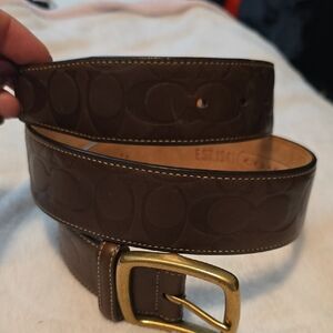 Coach Brown Leather Belt with Gold Buckle